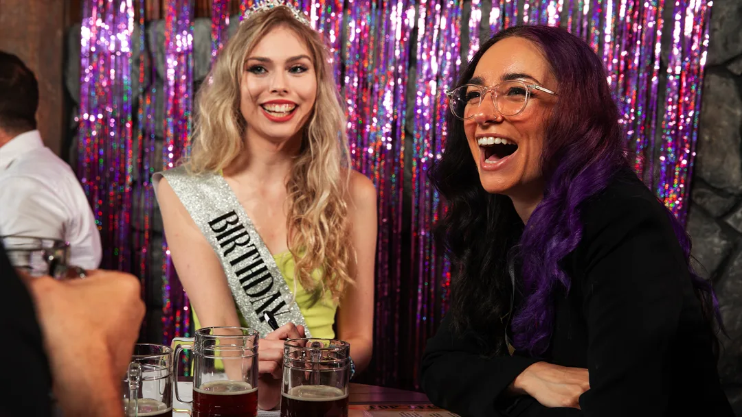 Guests celebrating at a Philadelphia murder mystery party